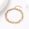 Pulsera Transfronteriza de Acero Inoxidable con Giro Cruzado y Hebilla Cuadrada, Pulsera de Doble Capa, Oro Real de 18K, Pulsera Simple de Acero al Titanio en stock