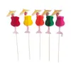 Etiqueta Descartável para Frutas Etiqueta de Abacaxi Etiqueta de Flamingo Bambu Cartão de Decoração para Bolo de Panificação Plug-in Decoração de Mesa de Sobremesas