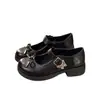Sapatos baixos Mary Jane de couro estilo francês, novo outono 2006 vintage salto grosso laço sapatos femininos inspirados na Chanel