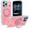 Capa de Celular Acrílica Espelhada Adequada para iPhone 17/16E, com Furos de Precisão, Superfície Brilhante, Atração Magnética e Suporte