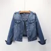 Exportação da Fábrica Atacado Novo Estilo Jaqueta Estilo Coreano Gola Redonda Top Casual Tamanho Grande Jaqueta Jeans para Mulheres Transfronteiriço Temu