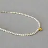 Elegante e Simples Estilo Francês Pérola de Cristal Imitação Contas Pequeno Grão de Ouro Delicada Corrente para Clavícula de Commute Diário para Mulheres