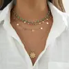 Collar con Borla de Disco Geométrico Nuevo Transfronterizo Aleación Collar con Borla Accesorios Collar con Colgante de Verano para Mujer para Apilar