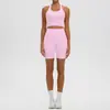 Novo Conjunto de Yoga Sensation de Pele Costas Nadador Shorts Fitness de Cintura Alta Sport Fitness Conjunto de Corrida Feminino
