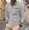 Camisa POLO Masculina Outono Inverno Nova Manga Longa Casual Bolso Gola Xadrez Versátil Top