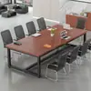 Mesa de Conferencias, Mesa Larga, Banco de Trabajo para Capacitación de Personal, Juego de Mesa y Sillas Modernas Simples para Reuniones, Escritorio de Computadora con Estructura de Acero, Escritorio de Oficina