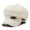 Hebilla de Cinturón Diseño Británico Boina para Mujer Otoño e Invierno Estilo Japonés Vintage Sombrero Octagonal de Moda Celebridad de Internet Elegante Gorra de Periódico