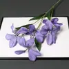 Orquídea de llama de 5 cabezas estilo pintura al óleo, flor artificial, flor falsa, decoración para el hogar, sala de estar, salón de bodas, jardín, paisaje, decoración de ventanas