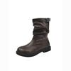 Botas de Media Caña Retro con Plataforma y Tacón Grueso para Mujer 2025 Nuevas Botas Individuales Botas Cortas Apiladas Otoño Invierno Botas Martin