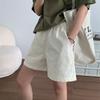 3031# Pantalones Cortos de Algodón Lavado para Mujer Verano Sueltos Estilo Hong Kong Adelgazantes Casuales Ins Tendencia Cintura Alta Pierna Ancha Suelta Pantalones de Tres Puntos
