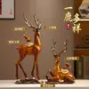 Figura grande de ciervo de alta gama, chapada en cobre, de nuevo estilo chino, adecuada para decorar salas de estar, entradas, gabinetes de TV y oficinas; perfecto como regalo de inauguración