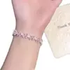 Pulsera de Lazo Completa de Circonita Rosa Blanca Brillante Primavera y Verano Dulce Lujo Ligero Gama Alta Pulsera Blanqueadora con Falda