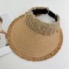 Nuevo Sombrero de Sol de Paja para Playa para Mujer, Transpirable, de Ala Ancha, con Encaje, Hueco, Protección Solar para Verano