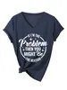 Se eu sou o problema Amazon eBay estação europeia camiseta casual confortável feminina gola V manga curta em estoque
