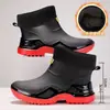 Botas de lluvia de caña corta para hombre, antideslizantes, especiales para entrega de alimentos, zapatos de agua para pesca, nuevo estilo 2026, para hombre, con forro de fleece, zapatos de goma, botas de lluvia impermeables