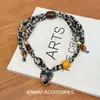 Color Maillard Estampado de Leopardo Retro Corazón Bufanda de Seda Collar Cadena para Suéter de Diseño Nicho para Mujer Collar Versátil Elegante