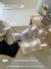 Sutiã camisola de renda estilo francês com decote V para mulheres, com bojos fixos, confortável, respirável, sem costura e com efeito push-up