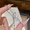 Pulsera de mariposa de circón estilo lujo ligero coreano y japonés, pulsera de cristal de moda y exquisita para niñas, joyería sofisticada y de alta gama