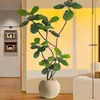 Plantas verdes artificiales de estilo vintage, higuera artificial para la sala de estar, ofreciendo una sensación de lujo ligero y alta gama, plantas verdes artificiales para decoración de interiores