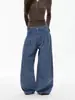 Cintura Ajustable Pierna Ancha Plisado Pana Ropa de Trabajo Pantalones de Pierna Ancha Mujer Retro Americano Color Café Adelgazantes Casuales Pantalones Largos Modernos
