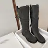 Botas de Montar de Caña Alta Maillard Trendy de 4 cm 2026 Nuevo Estilo Otoño e Invierno Punta Redonda Tacón Grueso Hasta la Rodilla para Mujer