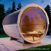Sauna de Abeto-Cedro de Alta Gama con Forma de Barril para 2 Personas con Montaje de Porche para Baño de Vapor y Sala de Sauna Spa de Ocio