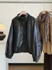 Chaqueta de Cuero para Mujer 2026 Otoño/Invierno Nueva Retro Temperamento Versátil Holgada con Cordón Cuello Alto Piel PU Chaqueta Casual Abrigo