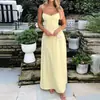 2026 marca independiente transfronteriza europea y americana de ropa para mujer elegante vestido de verano fino de color liso línea A con corbata en la parte delantera