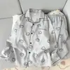 Conjunto de pijama masculino de duas peças em algodão nuvem para primavera e outono, cardigã simples com gola de lapela, roupa de casa, pode ser usado fora, leve