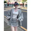 Sudadera con capucha gruesa de terciopelo versátil americana para mujer, nueva de otoño e invierno 2025, diseño casual holgado, chaqueta cárdigan