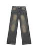 Jeans masculino de estilo hiphop americano, com lavagem desgastada, moda outono, marca, vibe high street, casual, combina com tudo, calça reta longa