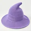 Stock de fábrica Sombrero de Mago Tejido de Halloween Amazon Transfronterizo Plegable Sombrero de Punto Sombrero de Bruja Puntiagudo