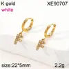 Pendiente de Letra Completa de Diamante PVD Dorado Acero de Titanio Pendientes Nicho Europeo y Americano Lujo Ligero Circonita Incrustada Ear Cuff Mujer Transfronterizo
