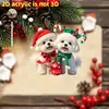 Decoração de Natal Transfronteiriça Cachorrinho de Natal em Acrílico Decoração de Árvore de Natal Enfeite Pendurado para Festa