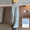 Pantalones Anchos Khaki Yamamoto para Mujer 2025 Nuevo Verano Seda Helada Lino Dape Pantalones Casuales Pequeños