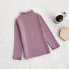 Roupas Infantis Primavera e Outono Branco Semi-alta Colarinho Base Camisa Baby Girl's Branding T-shirt de manga comprida Crianças Ear-rimmed Soft Waxy Top