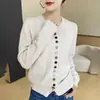 Suéter corto de punto para otoño e invierno, directo del fabricante, holgado y dulce con botones coloridos, chaqueta cárdigan vintage para mujer, fino color caramelo