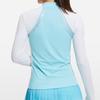 Traje de golf de manga larga con cuello semi-alto de bloques de color, fino, transpirable, para verano, running, curva, alta elasticidad para mujer, deportes al aire libre