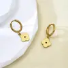 Pendientes de Acero Inoxidable Chapado en Oro de 18k Estilo Dulce de Bosque Japonés Coreano Flores Pequeñas Pendientes de Trébol de Cuatro Hojas Lisos Retro para Mujer