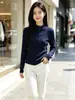 Top de Malha Cropped com Gola Alta Assimétrica para Mulheres Novo Outono/Inverno Design Emagrecedor Camada Base
