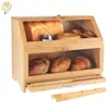 En stock Caja de Pan para Encimera de Cocina de Bambú Caja de Pan de Gran Capacidad Contenedor de Almacenamiento de Pan con Ventana Rejilla para Pan