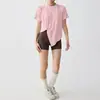 Top de yoga de alta gama para mujer, secado rápido, manga corta, corte holgado, con aberturas laterales, cubierta deportiva transpirable para correr, entrenamiento y fitness