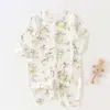 Macacão de Bebê Verão Fino Modal Manga Longa Macacãozinho Bebê Classe A Roupas com Ar Condicionado Pijama Sem Costura
