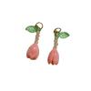 Hermosa hoja verde fresca, flor amarilla, tulipán, bricolaje, horquilla de cuentas tejida a mano, accesorios para el cabello, pendientes, material al por mayor