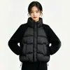 Abrigo de Algodón con Manga Tejida 2026, Moderno y Versátil, Nuevo Estilo de Invierno, Chaqueta de Algodón con Manga Retorcida Patchwork, Cuello Alto, Abrigo Cálido