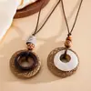 Collar colgante de resina y ratán transfronterizo europeo y americano, cadena para la clavícula de diseño nicho, estilo vintage, accesorio para mujer inspirado en las vacaciones