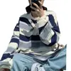 Sudadera Cec Súper Popular para Mujer, Estilo Coreano, Nueva Moda Otoño e Invierno 2026, Top Delgado a Rayas Holgado, Tendencia de Moda Ins para Mujer