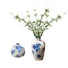 Jarrón hidropónico de cerámica azul y blanco adornos chinos sala de estar arreglo floral flor de simulación porche mueble de TV accesorios creativos para el hogar