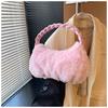 Moda de Otoño e Invierno 2026 Transfronteriza Bolso de Hombro de Felpa Bolso de Mano Casual Lindo Bolso de Hombro de Albóndiga para Niña