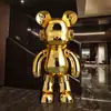1 m Grande Ornamento de Chão Galvanizado Mochila de DJ Urso com Áudio Bluetooth ao Lado do Gabinete de TV da Sala Decoração de Villa